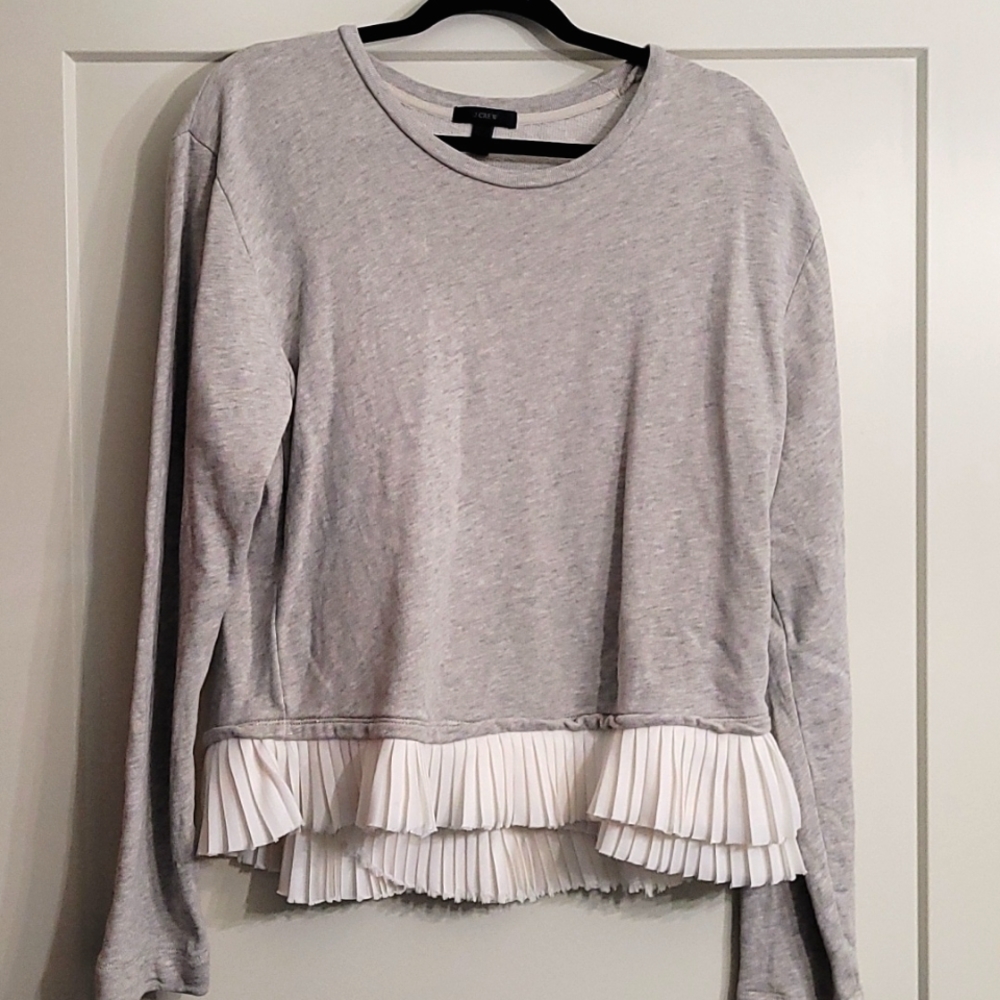 J. Crew Grey Long Sleeve w/Ruffled Bottom